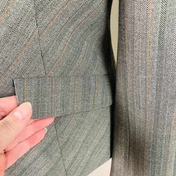 Classiques Entier Size 6 Blazer Jacket Gray Rust Pumpkin Stripe Career Office - Picture 6 of 16